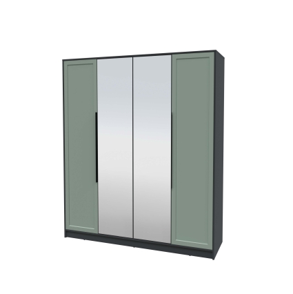 Шкаф распашной Тренд КТ-Ш4 (з) (Антрацит ЛДСП/ Мята ЛМДФ) Ш1800 В2128 Г547